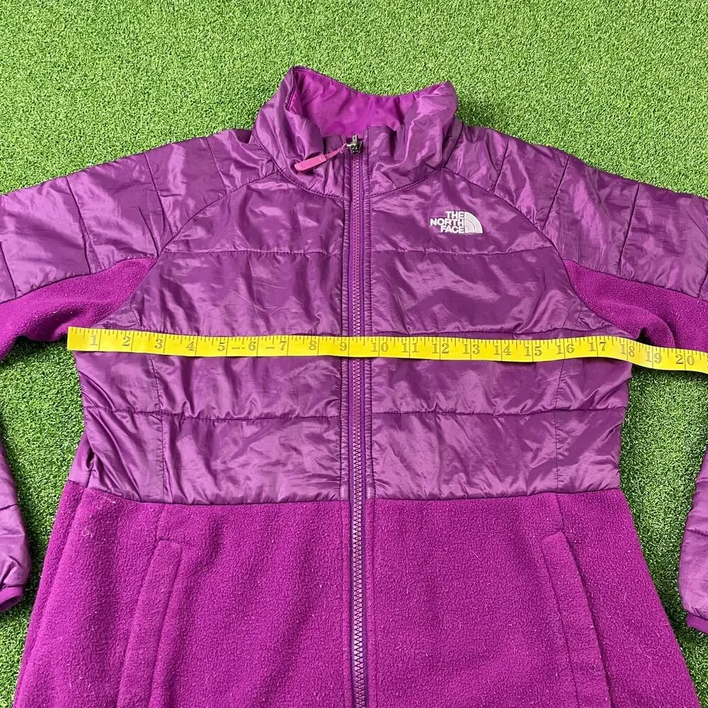 Vintage The North Face Girls Purple Fleece Quilted Full Zip Jacket Sz XL